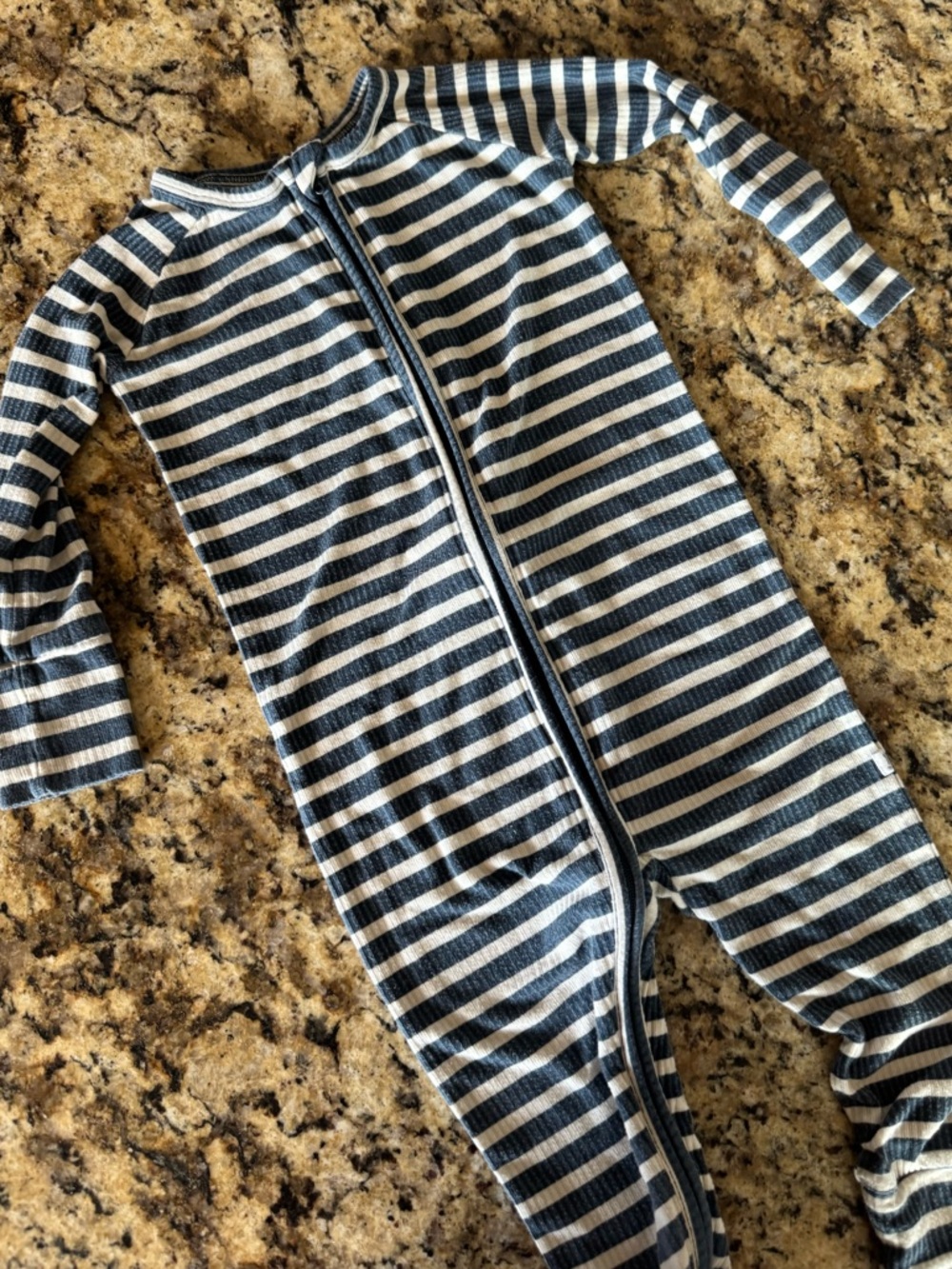 Navy blue and white stripe zippie